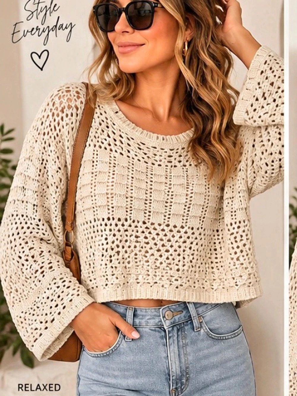 23.5 ptp Harlow Open Knit Sweater Cream XS